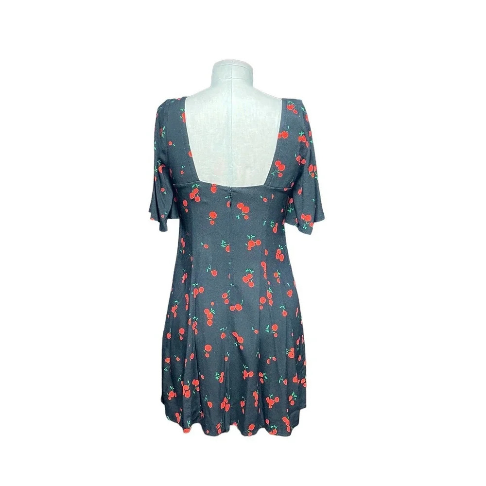 Hvn Black Cherry Print Emily Sweetheart Mini Dress Size 2 — image 8 of 8